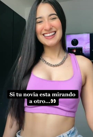 1. Sweetie Daniela V Shows Cleavage in Violet Crop Top