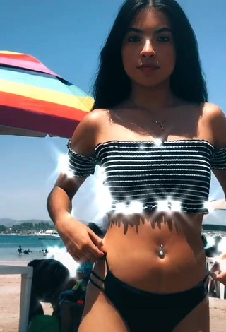 1. Cute Dayana in Striped Crop Top at the Beach