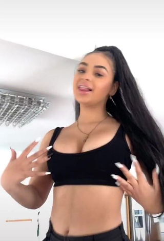 1. Devenity Perkins Shows Cleavage in Erotic Black Crop Top and Bouncing Breasts