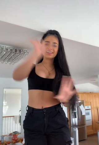 Devenity Perkins Shows Cleavage in Erotic Black Crop Top and Bouncing Breasts