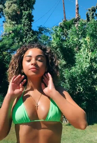 Irresistible Devenity Perkins Shows Cleavage in Green Bikini Top (Underboob)