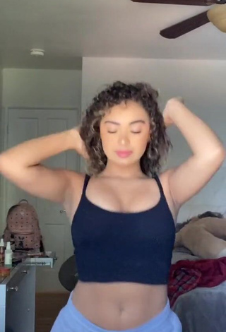 Pretty Devenity Perkins Shows Cleavage in Black Crop Top and Bouncing Boobs