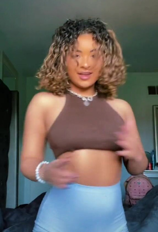 3. Fine Devenity Perkins in Sweet Brown Crop Top (Underboob)