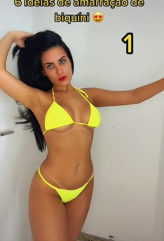 1. Sensual Dine Azevedo Shows Cleavage in Yellow Bikini (Underboob)