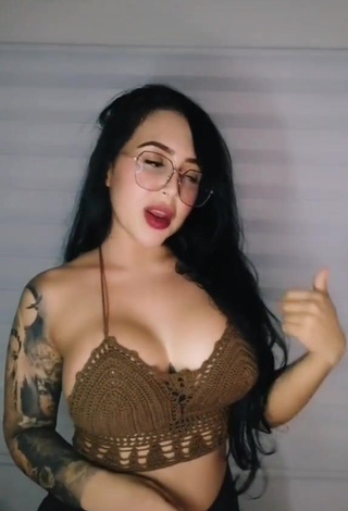 Eve Herrera Shows Cleavage in Sexy Brown Crop Top