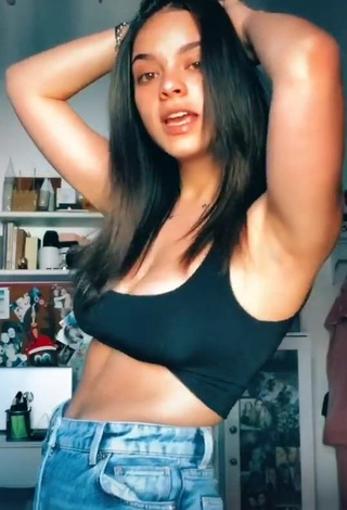 Beautiful Giulia Paglianiti Shows Cleavage in Sexy Black Crop Top