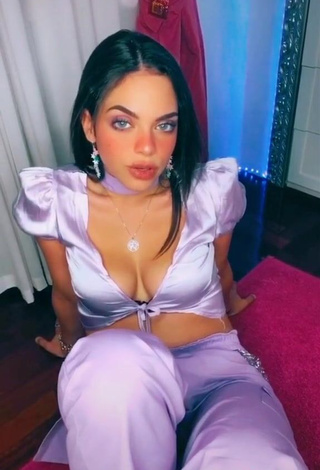 Sweetie Giulia Paglianiti Shows Cleavage in Purple Crop Top