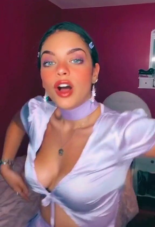 1. Hottie Giulia Paglianiti Shows Cleavage in Purple Crop Top and Bouncing Boobs