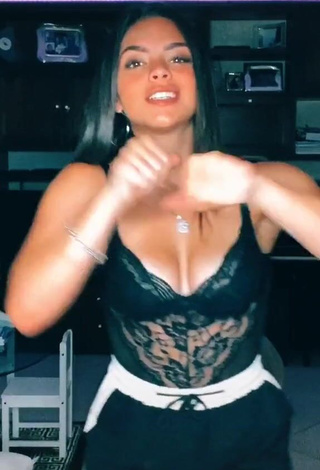 1. Erotic Giulia Paglianiti Shows Cleavage in Black Top and Bouncing Boobs