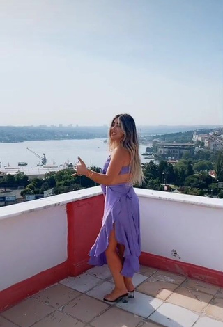 1. Erotic Gizemjelii in Purple Crop Top on the Balcony