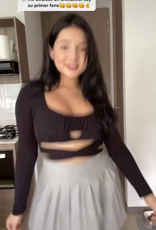 1. Sexy Carolina Bell in Brown Crop Top and Bouncing Breasts