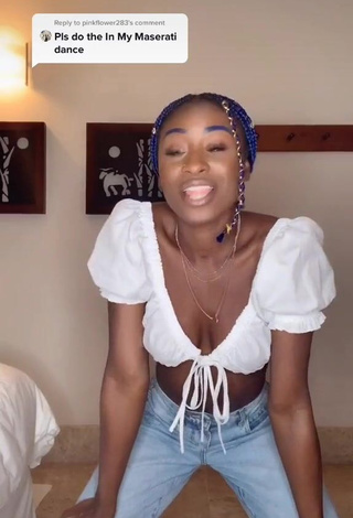 1. Sweetie Oluwanifewa Agunbiade Shows Cleavage in White Crop Top