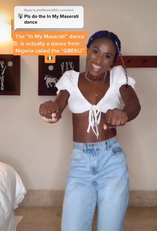 3. Sweetie Oluwanifewa Agunbiade Shows Cleavage in White Crop Top