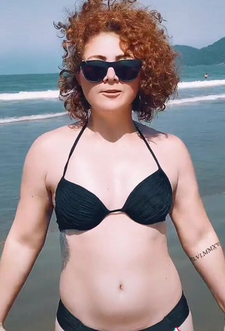 Erotic Jessyrobot in Black Bikini at the Beach