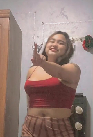 Cute Joanne Duldulao in Red Crop Top