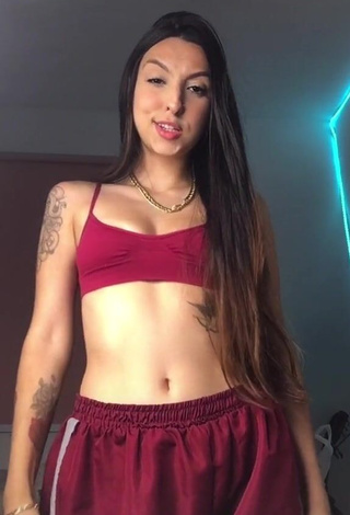 1. Pretty Julia Guerra Shows Cleavage in Red Sport Bra and Bouncing Boobs