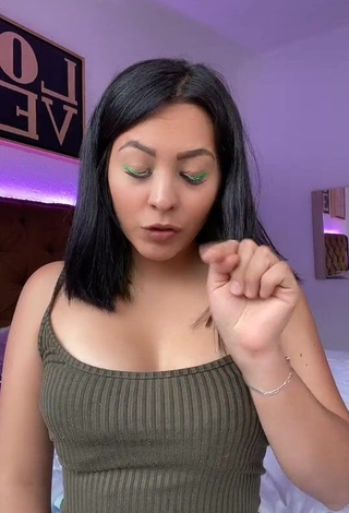 Hottie Karen Bustillos Shows Cleavage in Olive Top