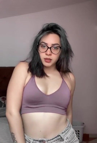 Hot Karen Bustillos in Beige Sport Bra