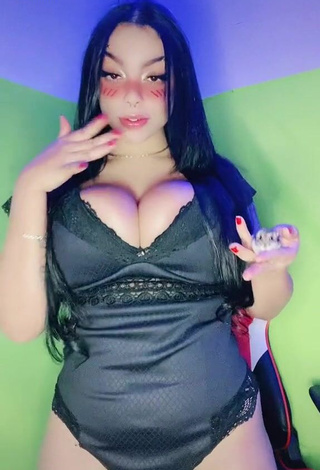 1. Cute Karniello Shows Cleavage in Black Bodysuit and Bouncing Tits