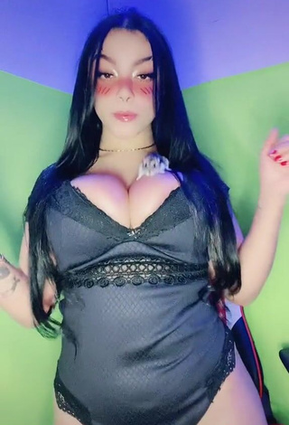 3. Cute Karniello Shows Cleavage in Black Bodysuit and Bouncing Tits