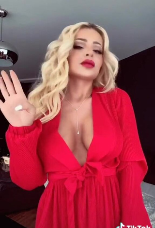 3. Captivating Katja Krasavice Shows Cleavage in Red Dress