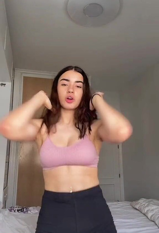 Hot Kiara Brunett in Pink Sport Bra