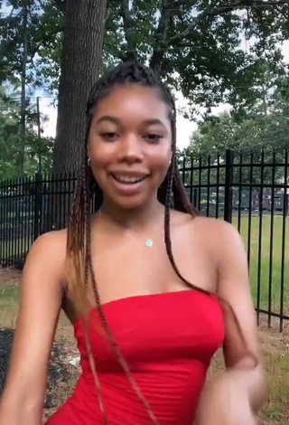 1. Erotic Kyla Drew Simmons in Red Dress and Bouncing Tits