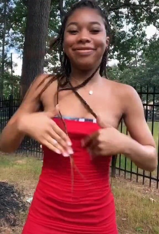 3. Erotic Kyla Drew Simmons in Red Dress and Bouncing Tits