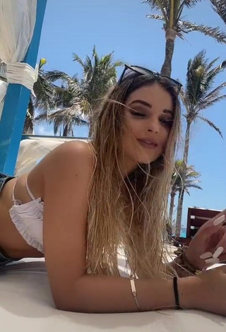 Hot Lorena Fernández in White Bikini Top at the Beach