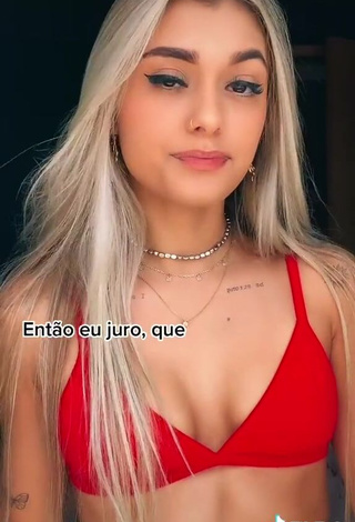 Adorable Luane Guiné Shows Cleavage in Seductive Red Bikini Top