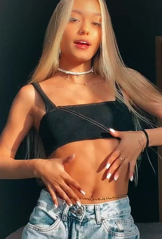 Beautiful Luane Guiné in Sexy Black Crop Top