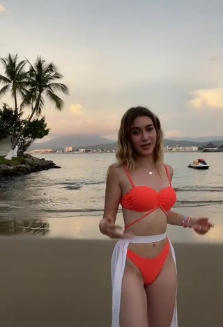 1. Irresistible Ludwika Santoyo in Orange Bikini in the Sea