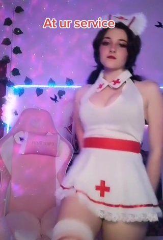 1. Cute Ryn GamerGirl Egirl Shows Cleavage in White Dress