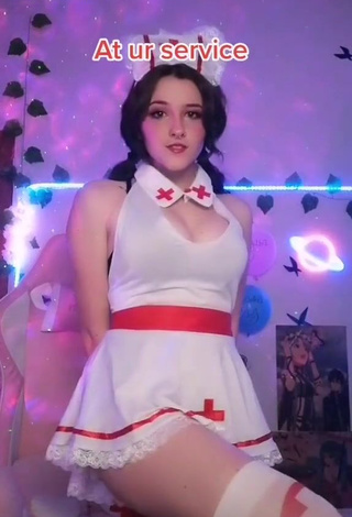 Cute Ryn GamerGirl Egirl Shows Cleavage in White Dress