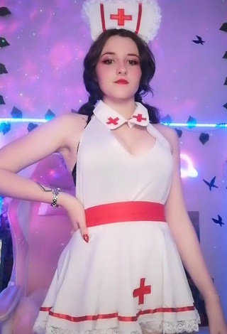 1. Seductive Ryn GamerGirl Egirl Shows Cleavage in White Dress