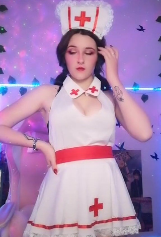 Seductive Ryn GamerGirl Egirl Shows Cleavage in White Dress