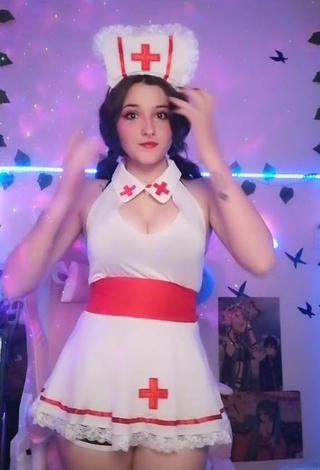 3. Beautiful Ryn GamerGirl Egirl Shows Cleavage in Sexy White Dress