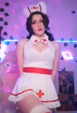 1. Hot Ryn GamerGirl Egirl Shows Cleavage in White Dress