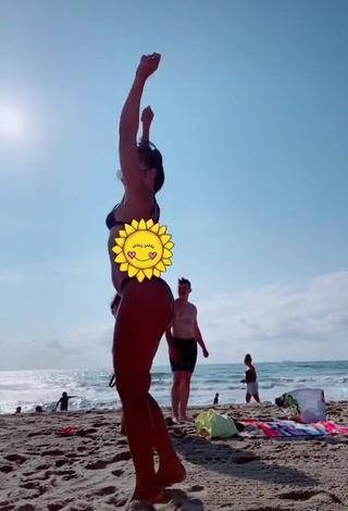 Amazing Virgie Ann Casteel in Hot Black Bikini at the Beach