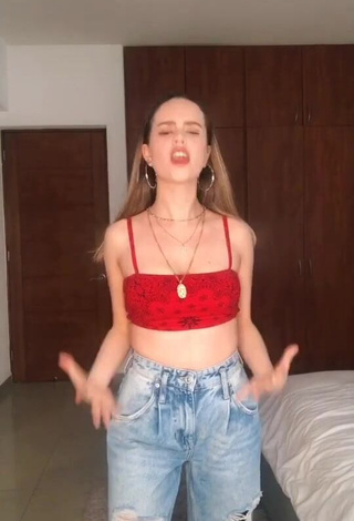 Erotic Saraí Meza in Red Crop Top