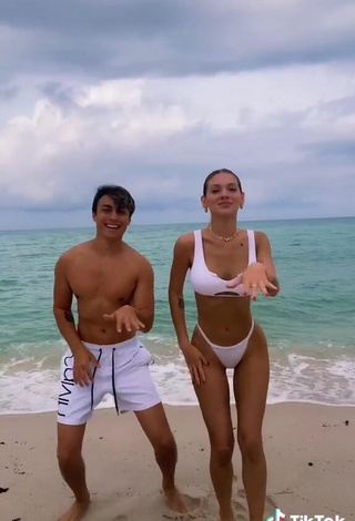 3. Sasha Ferro Looks Hot in White Bikini at the Beach