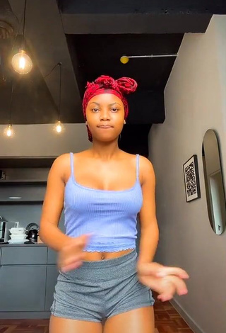 1. Cute Sphokuhle.n Shows Cleavage in Blue Crop Top and Bouncing Boobs