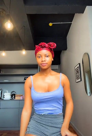 3. Cute Sphokuhle.n Shows Cleavage in Blue Crop Top and Bouncing Boobs