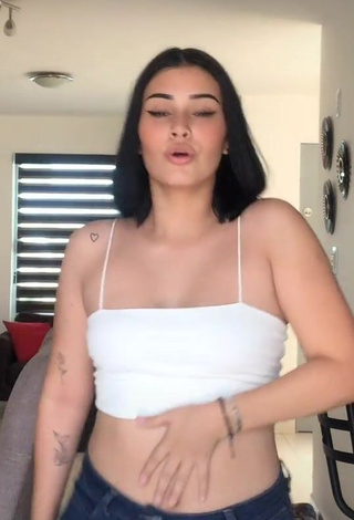 Cute Valeria Figueroa in White Crop Top