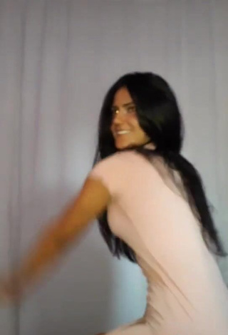 Wonderful Violetta Ortiz in Beige Dress while Twerking