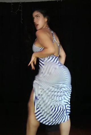 Hottie Violetta Ortiz in Striped Dress while Twerking