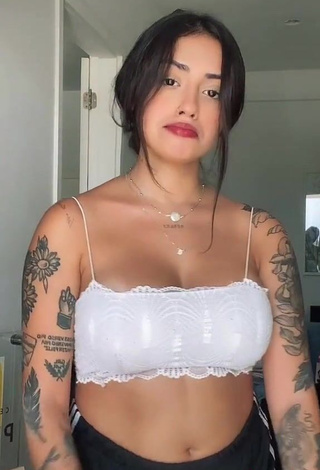 Irresistible Vitoria Marcilio Shows Cleavage in White Crop Top