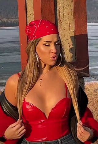 Erotic MIRAVI in Red Top at the Beach