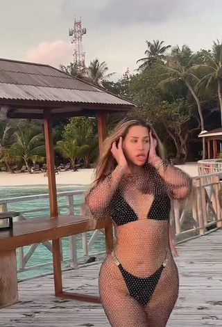 Irresistible MIRAVI in Black Bikini at the Beach