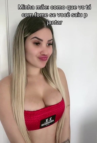 1. Captivating Alannis Proença Shows Cleavage in Red Tube Top